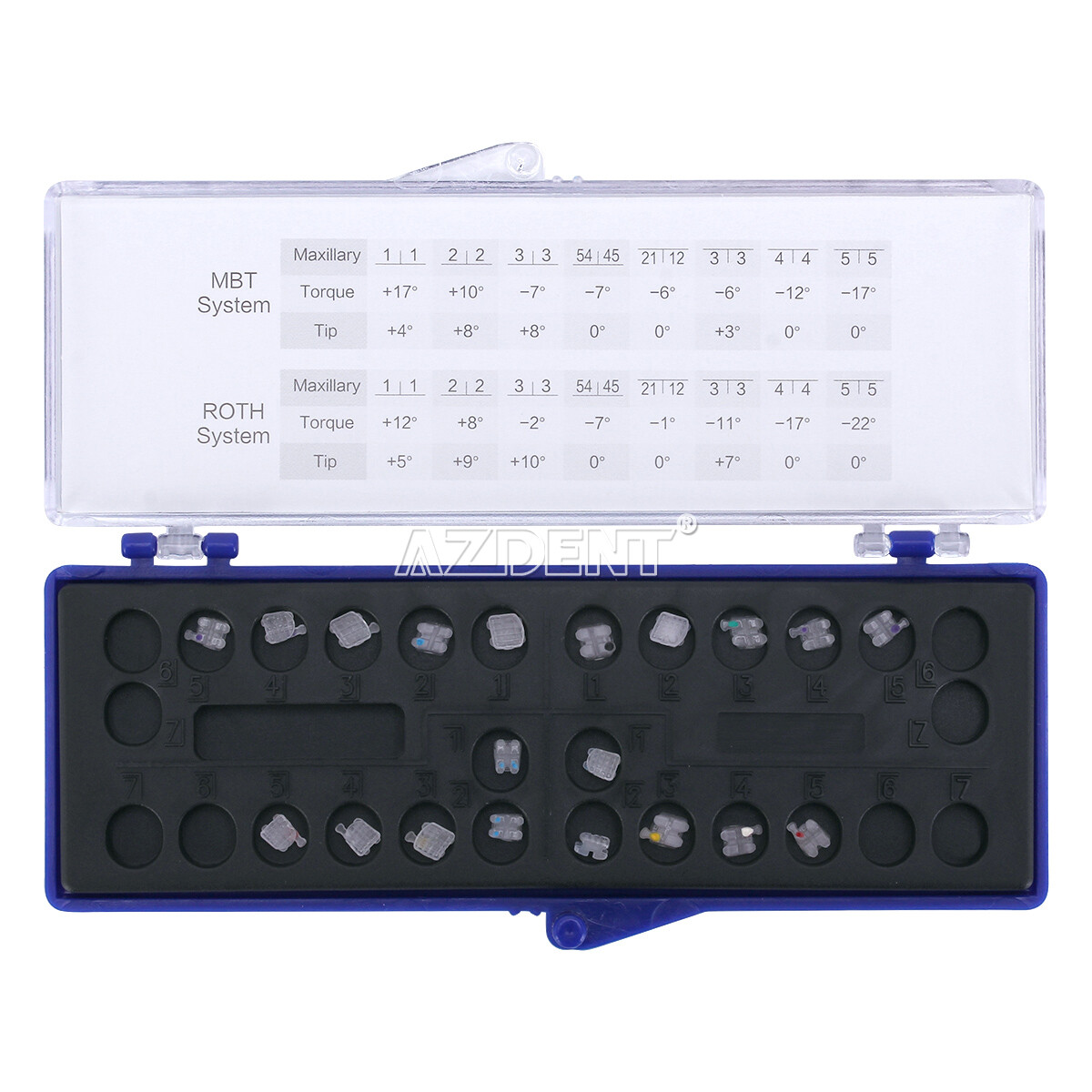 AZDENT Dental Orthodontic Ceramic Bracket Braces Roth MBT 0.022/ 018 Hooks 3 4 5
