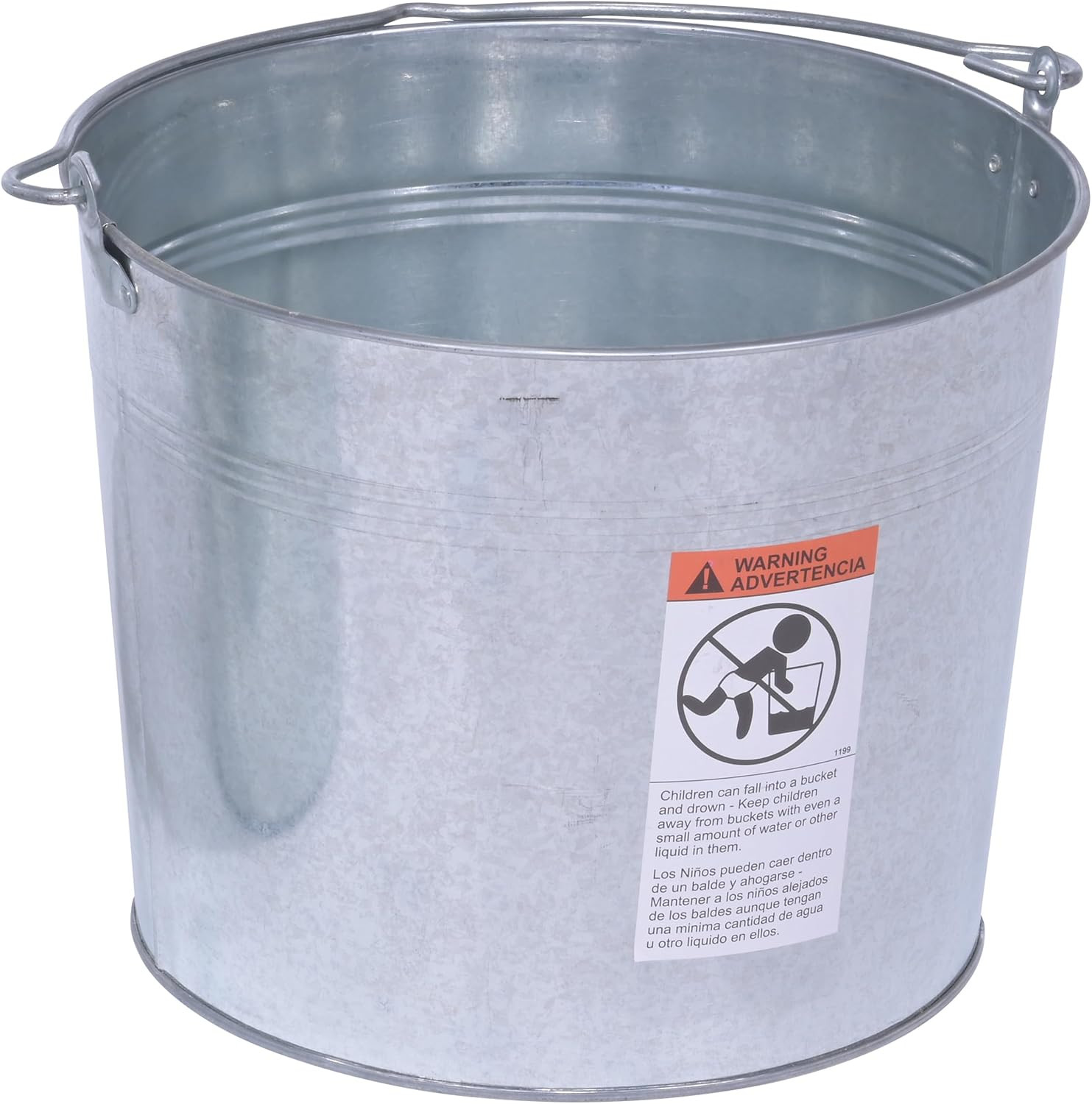 BKT-GAL-500 Galvanized Steel Bucket, 10-3/4″ Depth, 5 Gallon, 44 Pound Capacity