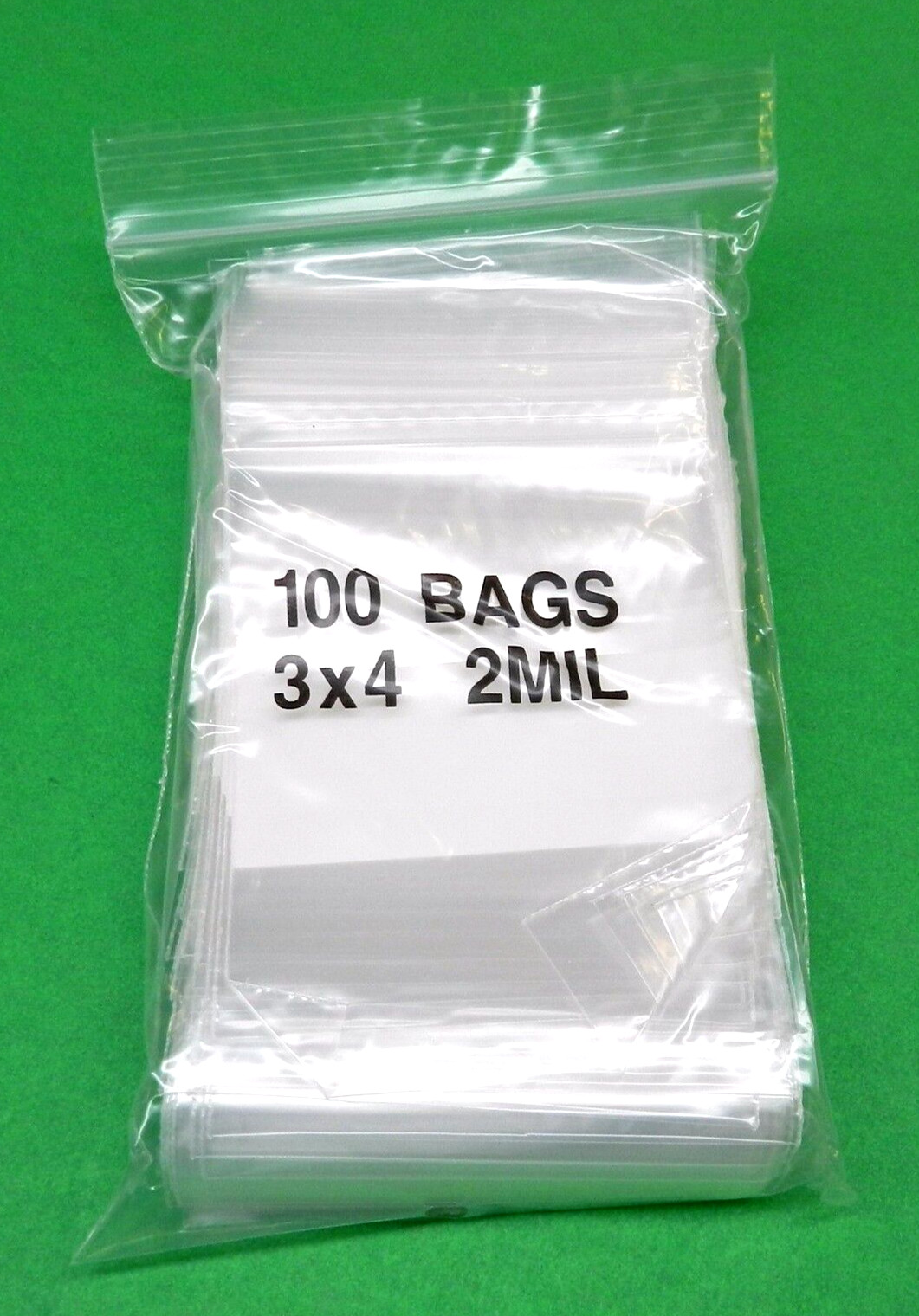 100 White Block 3×4 Bags 2mil Writeable 3″x 4″ Poly Baggies Zip Top Seal Lock
