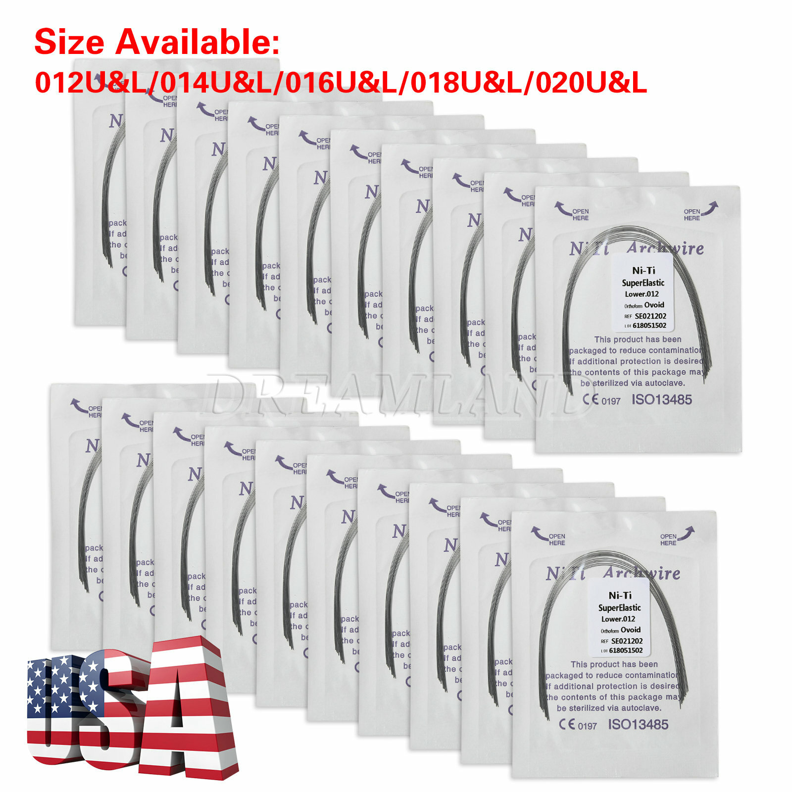 100pcs/10 Bags dental super elastic niti round arch wires Ovoid form Ortho