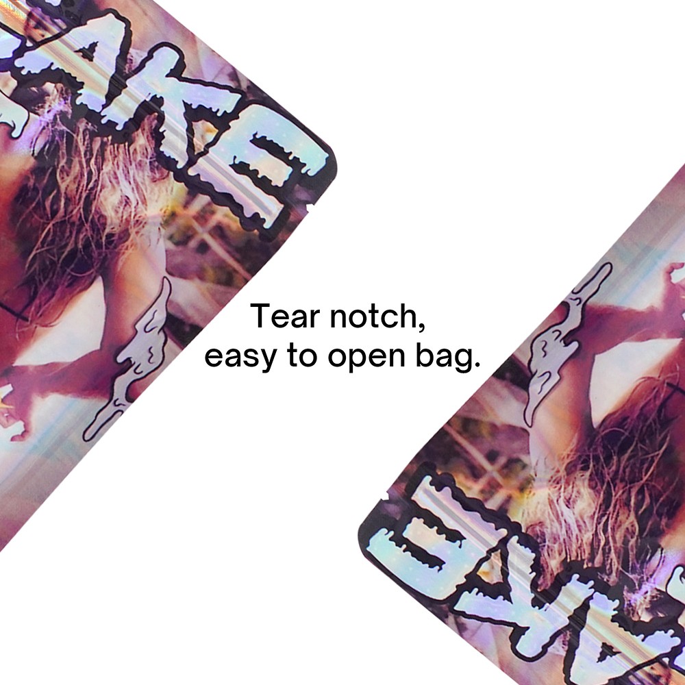 28g Resealable Food Storage Mylar Bags Smell Proof Foil Stand Up Pouches 100pcs
