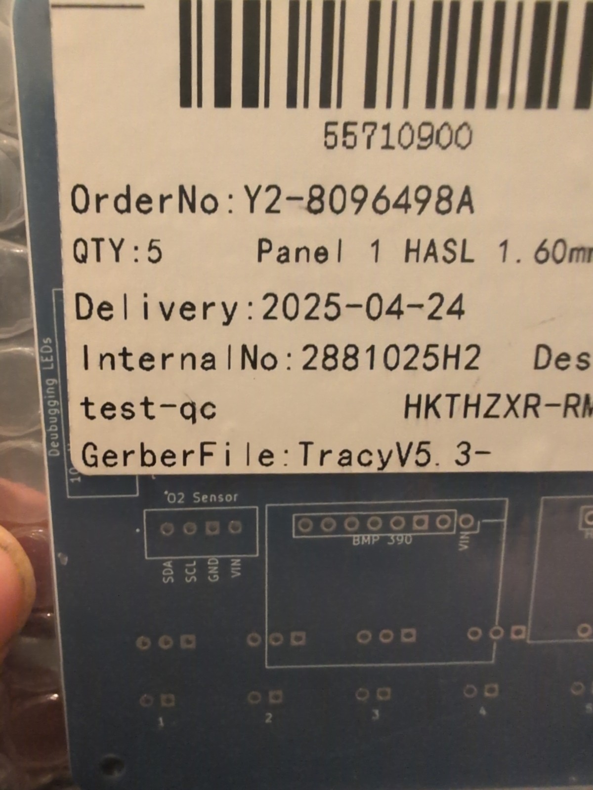 panel 1 (HASL 1) 1.60mm Blue (Qty:5) Order No : Y2-8096498A test-qc HKTHZXR-RMB