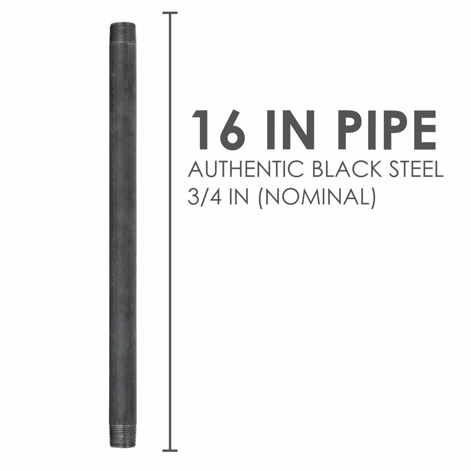 3/4 in. X 16 in. Black Pipe 4 Pack