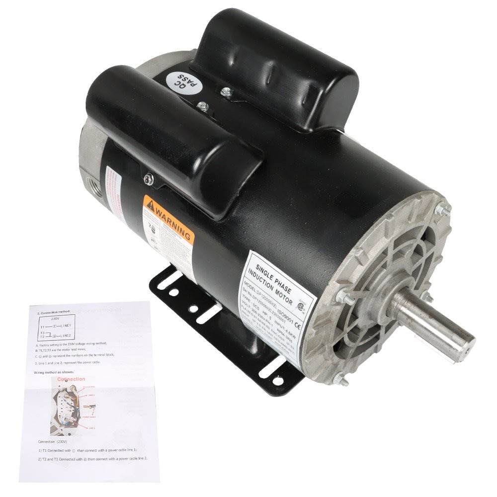 230V Compressor Duty Electric Motor 1 Phase 3450 RPM 56HZ Frame 7/8″ Shaft 5HP