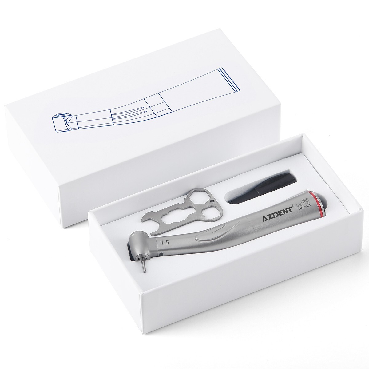 AZDENT Dental 1:5 Optic LED Contra Angle Increasing Handpiece Fit E Type Motor