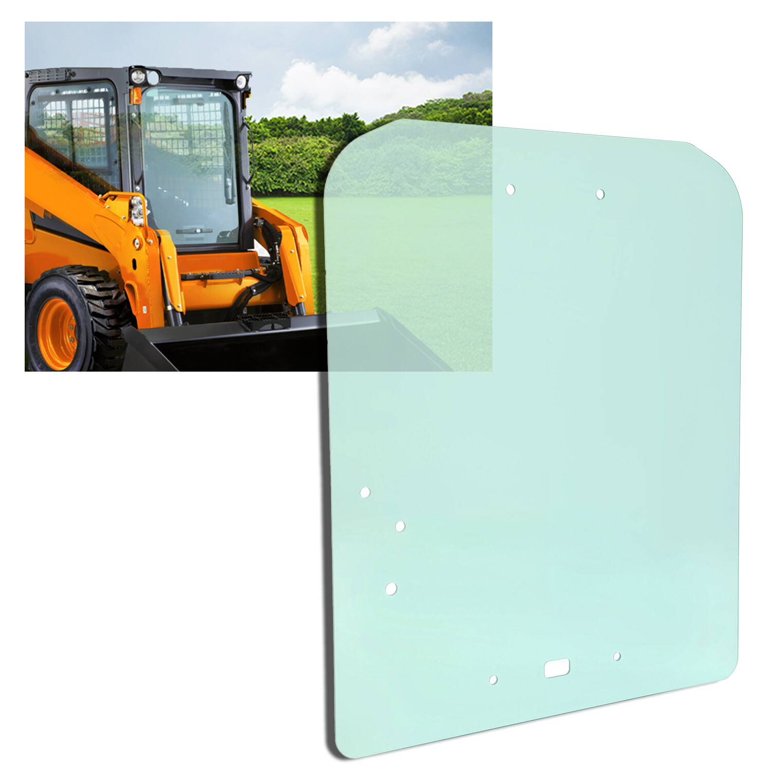 Front Door Glass For Kubota Skid Steer SSV-65 SSV-75 # V1311-34522 Clear