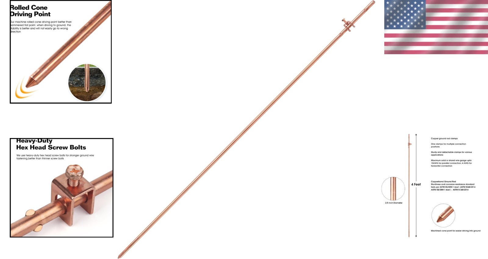 Copper Ground Rod for Satellite Dishes