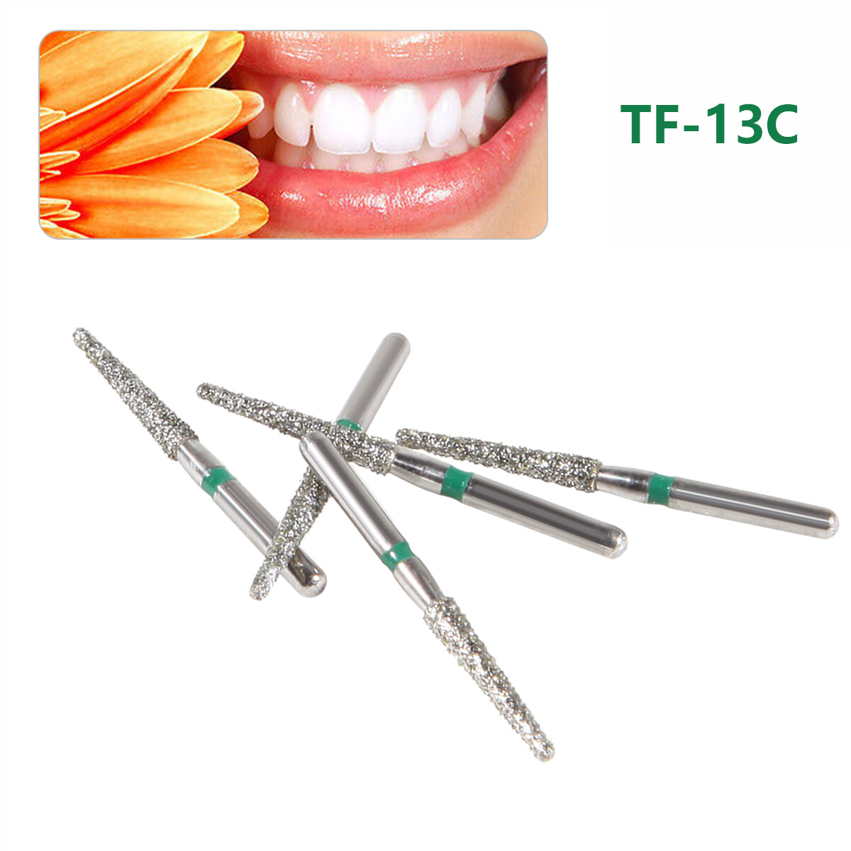 50pcs Dental Turbine Diamond Burs Fit for High Speed Handpiece FG1.6mm TF-13C