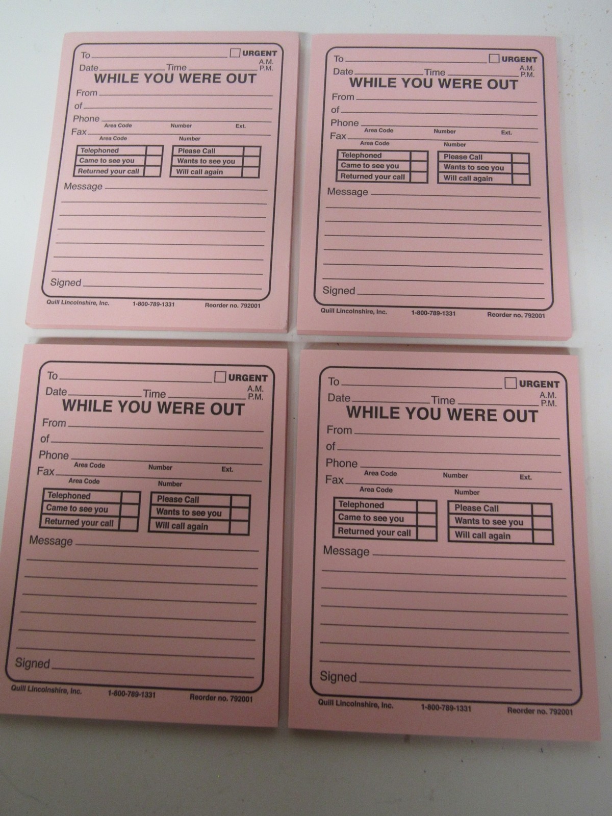 New Lot 4 Pink Message Memo Pads While You Were Out Ships Free