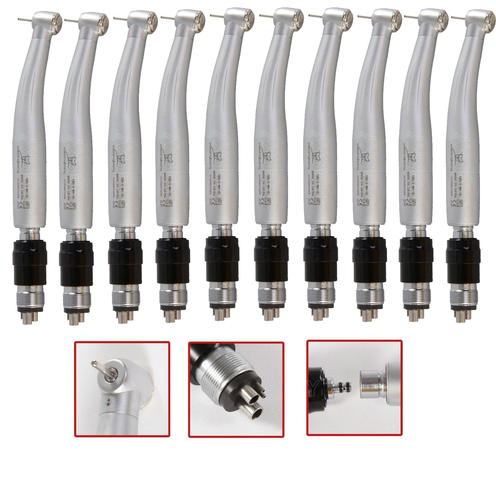 10x Yabang Dental High Speed Handpiece and 4 Holes Quick Coupler 360°