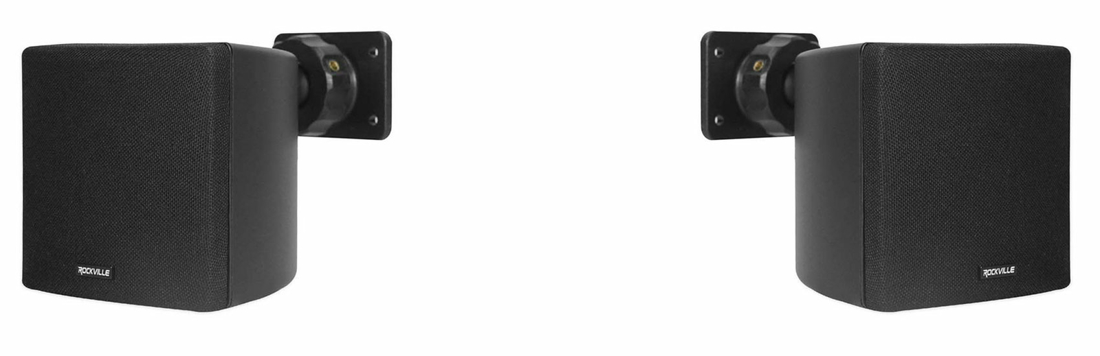Cube by Rockville Pair of 3.5″ Black Commerical 70v Swivel Wall Mount Speakers