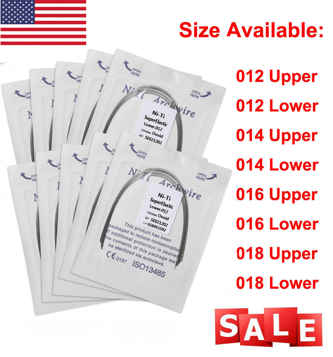 100pcs 10packs Dental Orthodontic Super Elastic Niti Arch Wire Round Ovoid Form