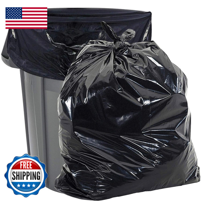 Aluf Plastics 45 Gallon 1.4 Mil Black Heavy Duty Garbage Bags – 40 Inch X 46
