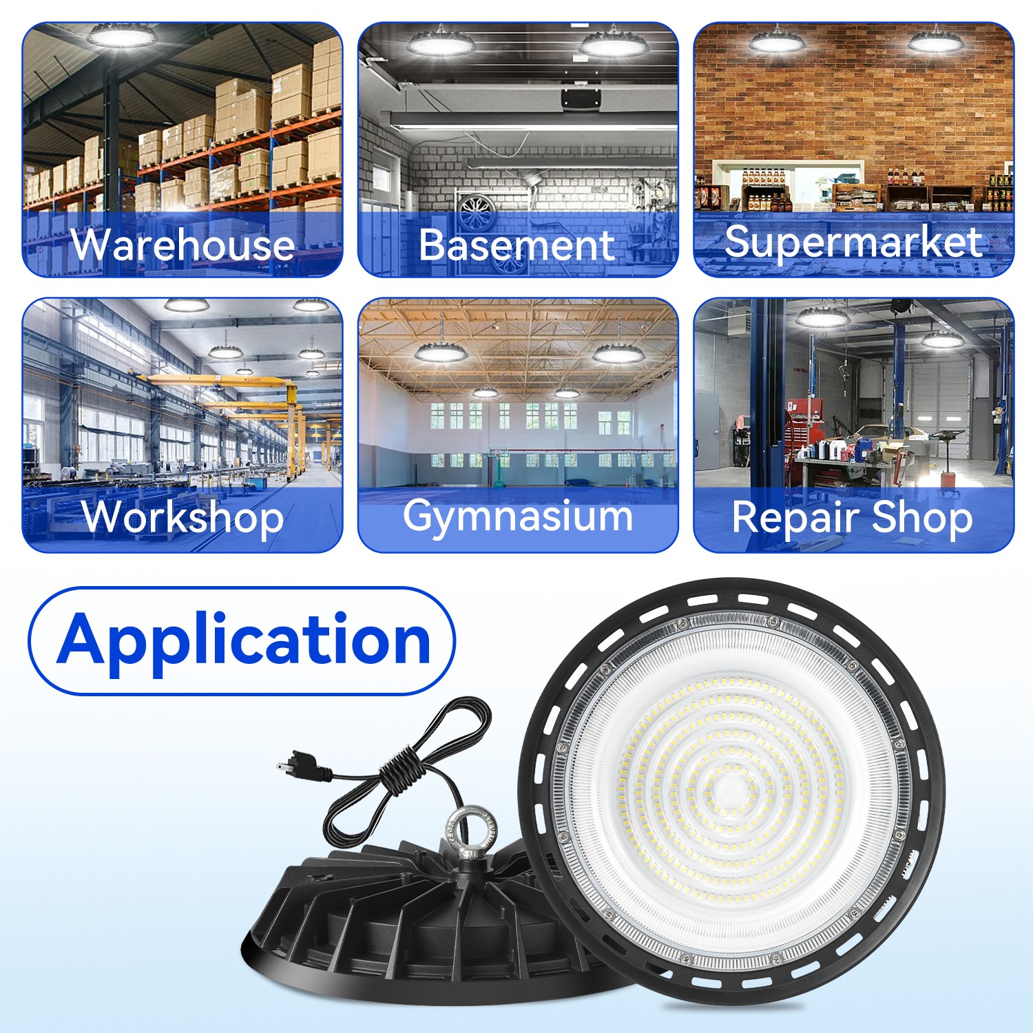 UFO LED High Bay Light 200W HighBay Light for Warehouse Factory Barn Shop 8Pack