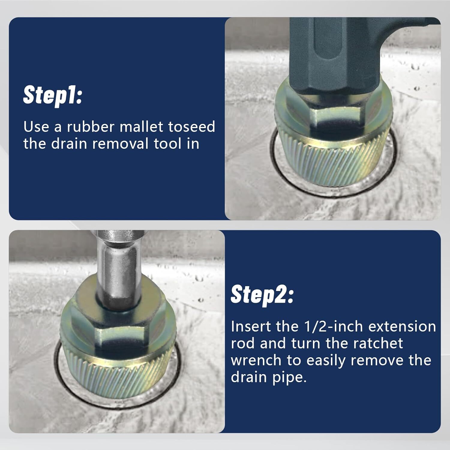1.5” Tub Drain Extractor with 1/2” Socket Bathtub Remover Colourful Galvanized