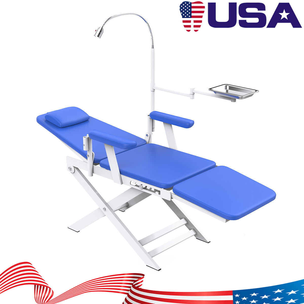 5 Types Portable Dental Folding Chair Package LED Light+Air Turbine Unit 4 Holes