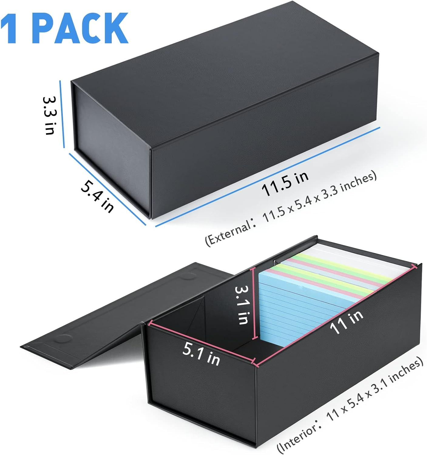3×5 Index Card Holder Card File Box Organizer, Hold 1200 3×5-Inch Flash Cards…
