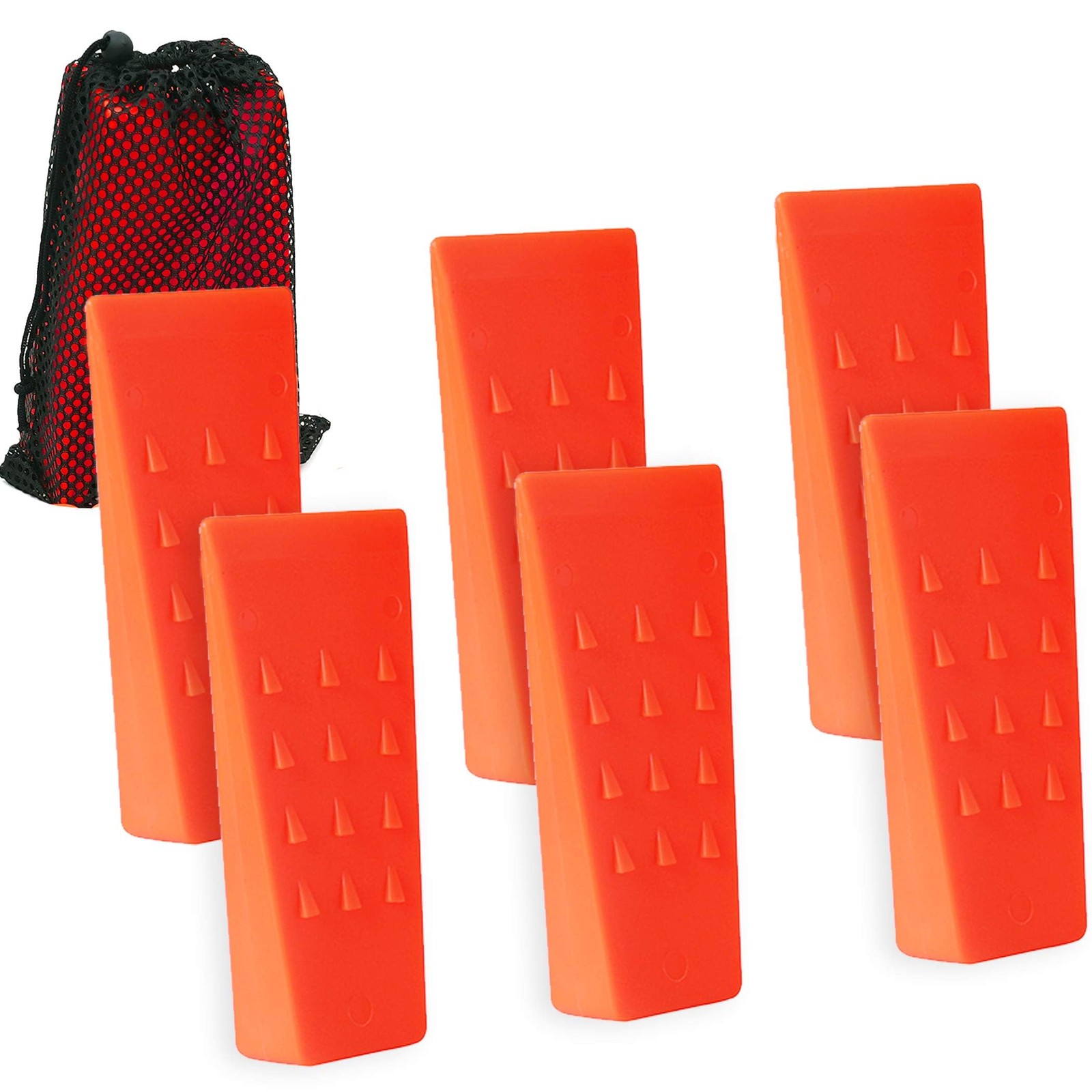 6 Pack Tree Felling Wedges with Spikes 5.5” Storage Bag and 6 Dogs