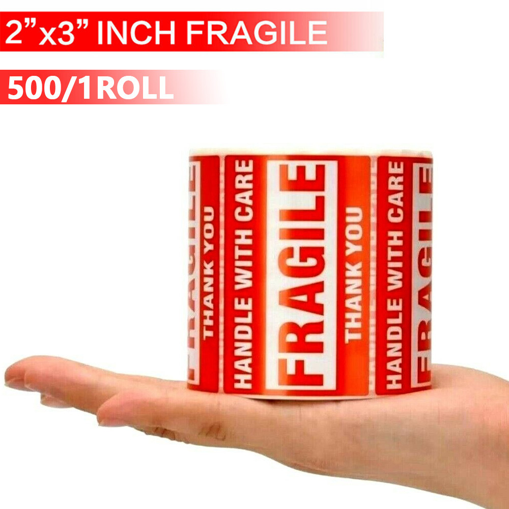Fragile Stickers 1 Roll 500 2×3 Fragile Label Sticker Handle With Care Mailing