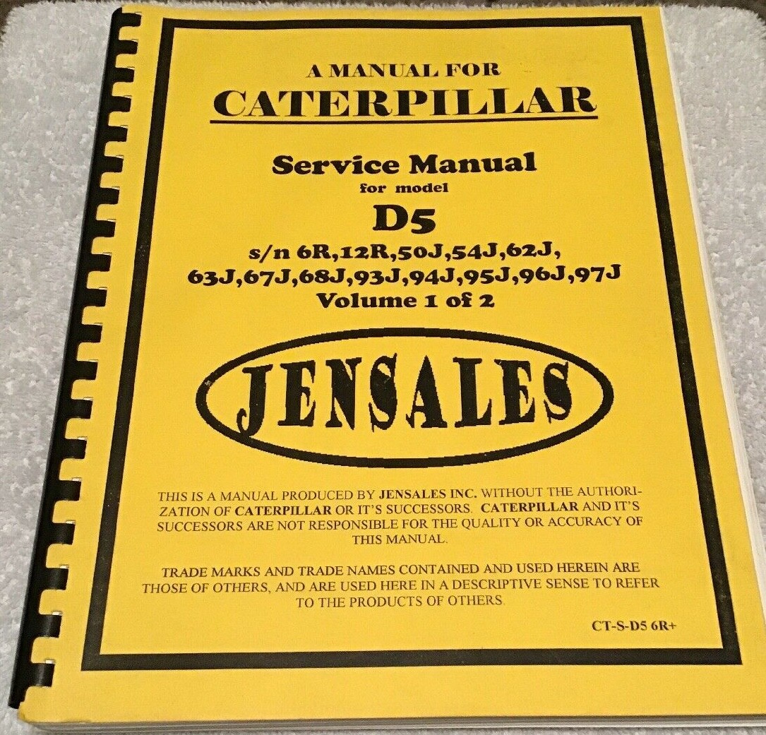 Caterpillar D5 Crawler Service Manual (CT-S-D5 6R+) USED Volume 1 & 2