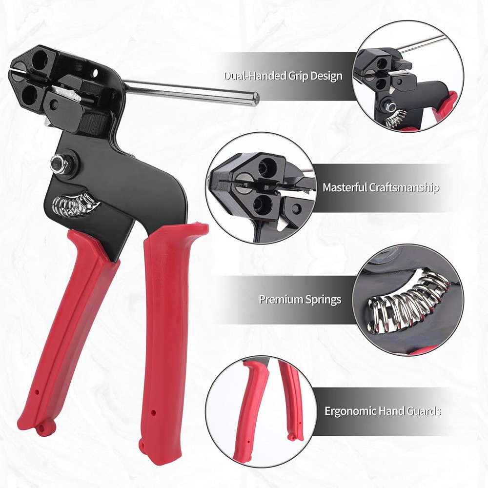 Cable Tie Tool Gun Stainless Steel Cable Tie Tool Repair W/150PCS Metal Zip Ties