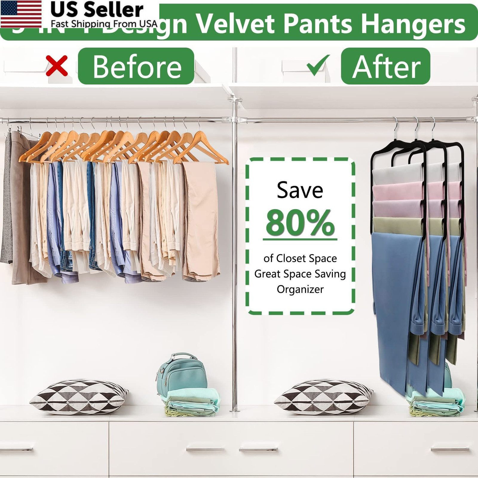 Closet Organizers and Storage,3 Pack Organization Storage Large, Black