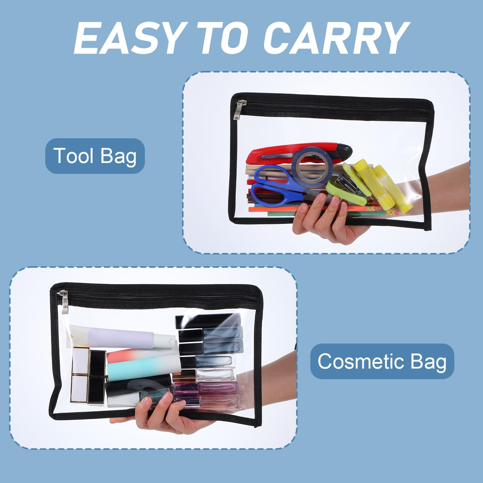 16 Pieces Clear Zipper Pouches Pencil Pouches PVC Makeup Pouch Envelopes Fold…