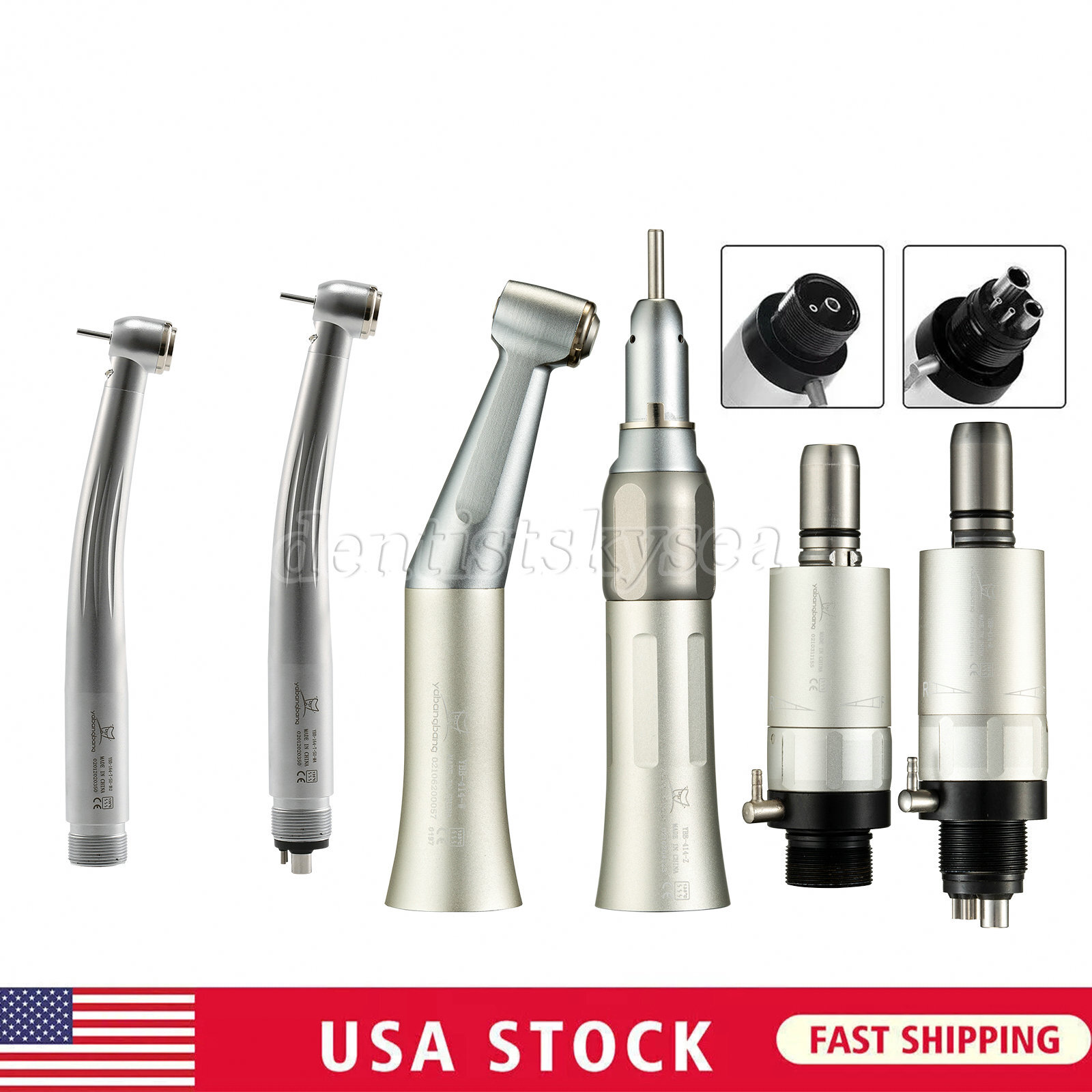High/Low Speed Handpiece Kit E-generator LED Turbine 2/4Hole YB Dental