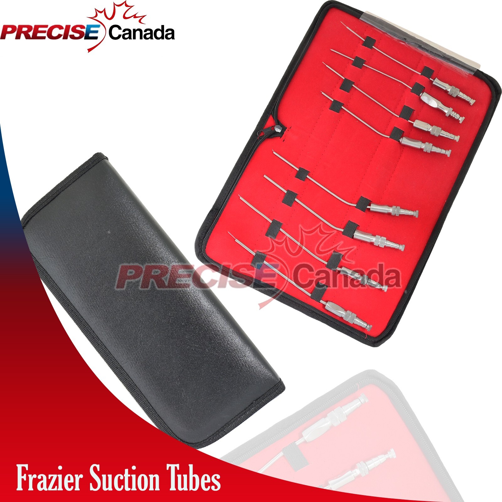 8pcs FRAZIER Suction Tube 5,6,7,8,9,10,11,12 Fr Dental Surgical ENT In Case Kit