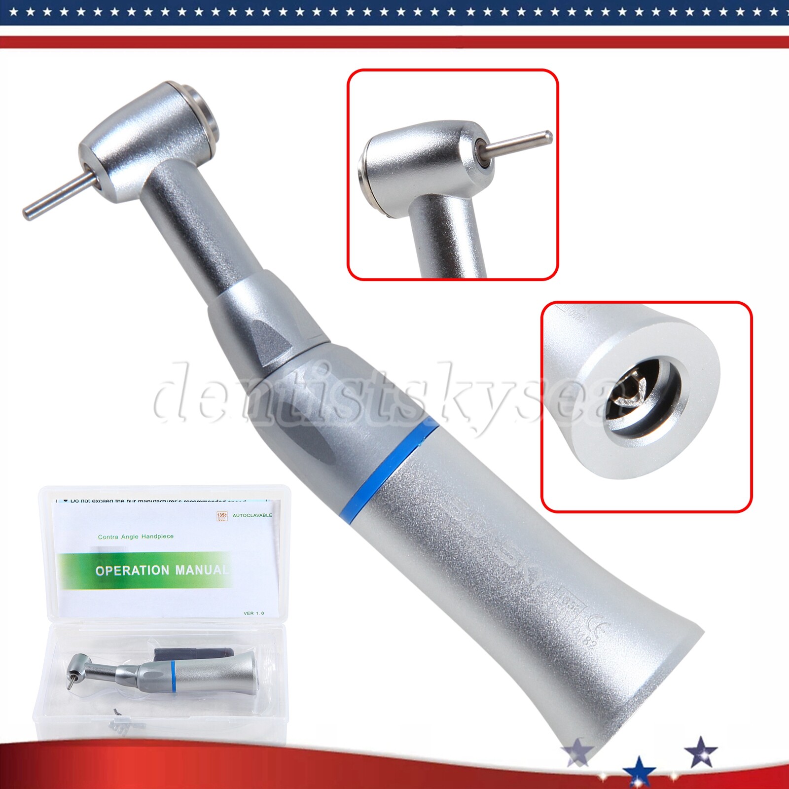 1/5/10Pcs Dental Low Slow Speed Contra Angle Handpiece Fit FG 1.6mm Burs E-type
