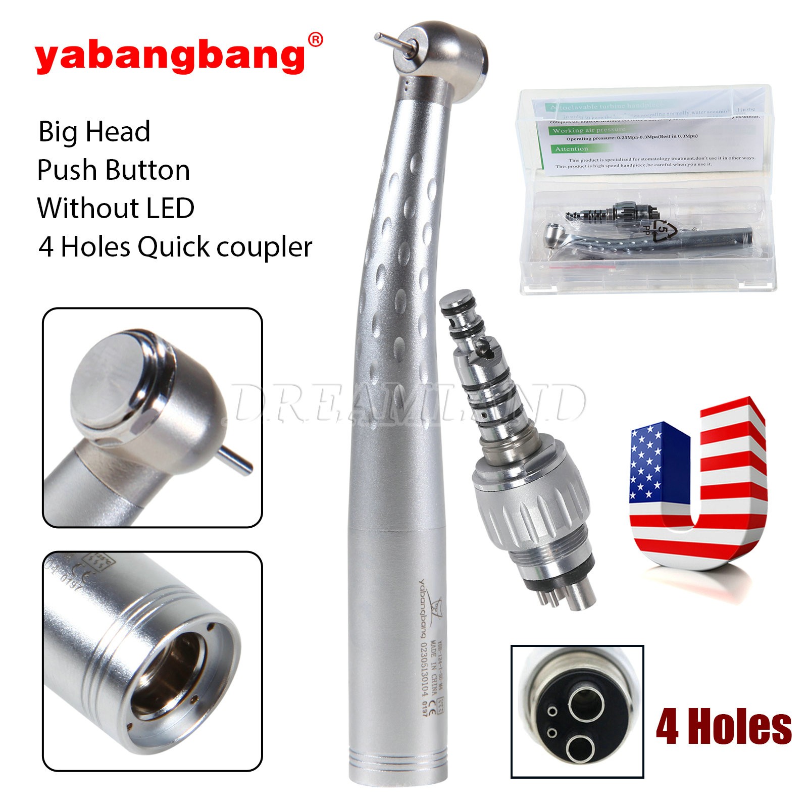 YABANGBANG Dental High Speed Handpiece / with 4Hole Swivel Coupler For KaV GD4