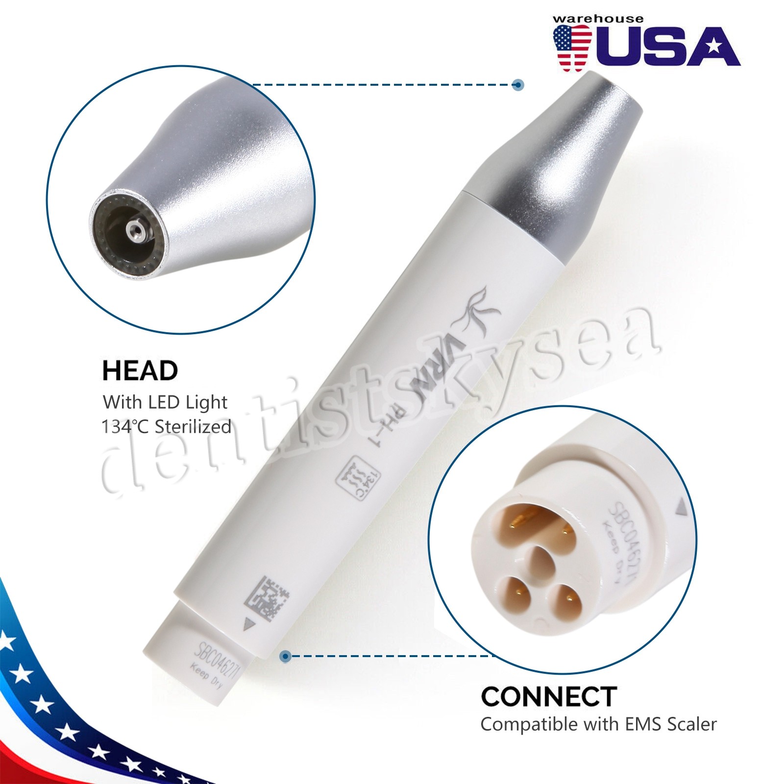 1/5/10Pcs VRN Dental Ultrasonic Scaler LED Handpiece HP-5L For Woodpecker EMS