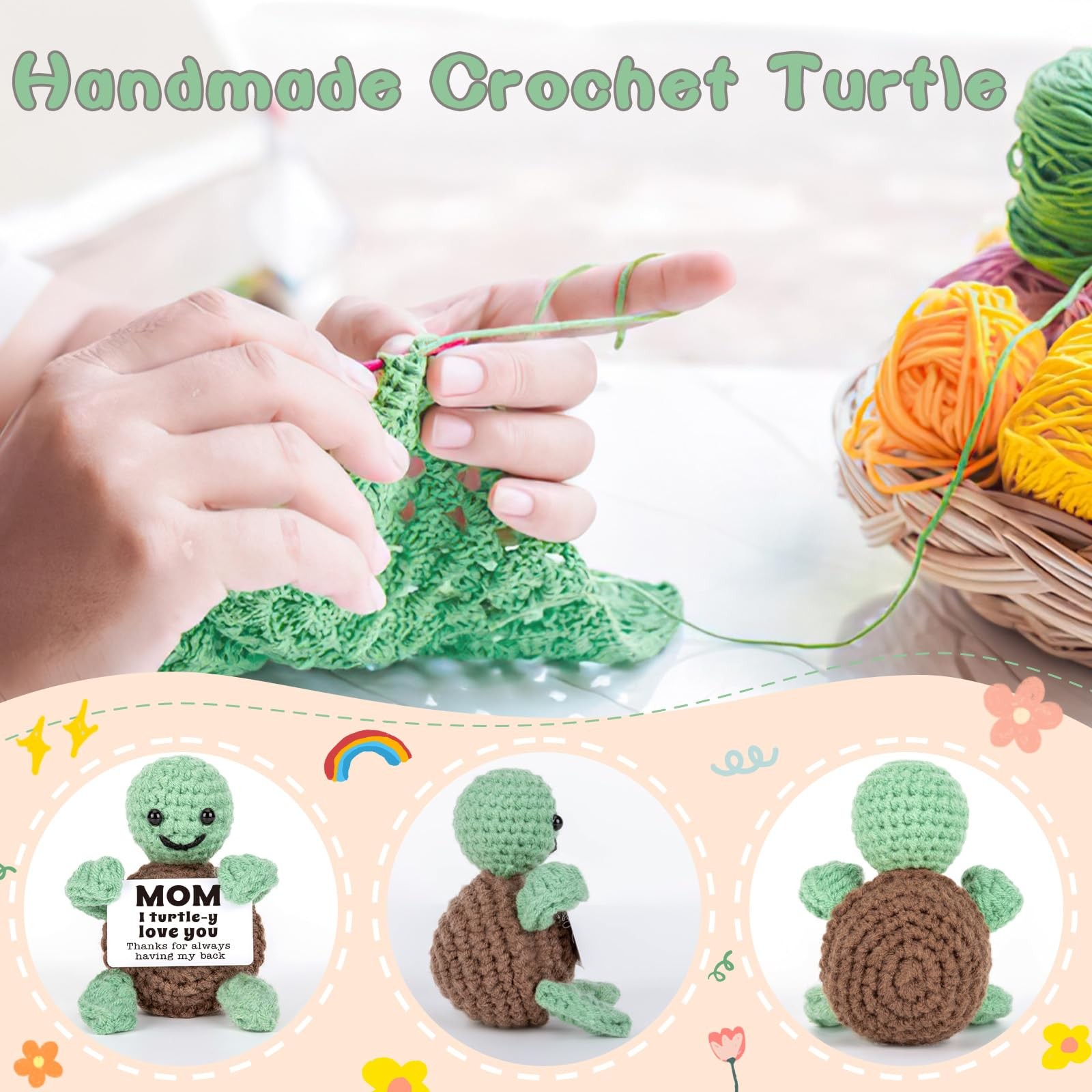 Mini Funny Turtle Mothers Day Mom Gifts from Daughter Small, Green and Brown