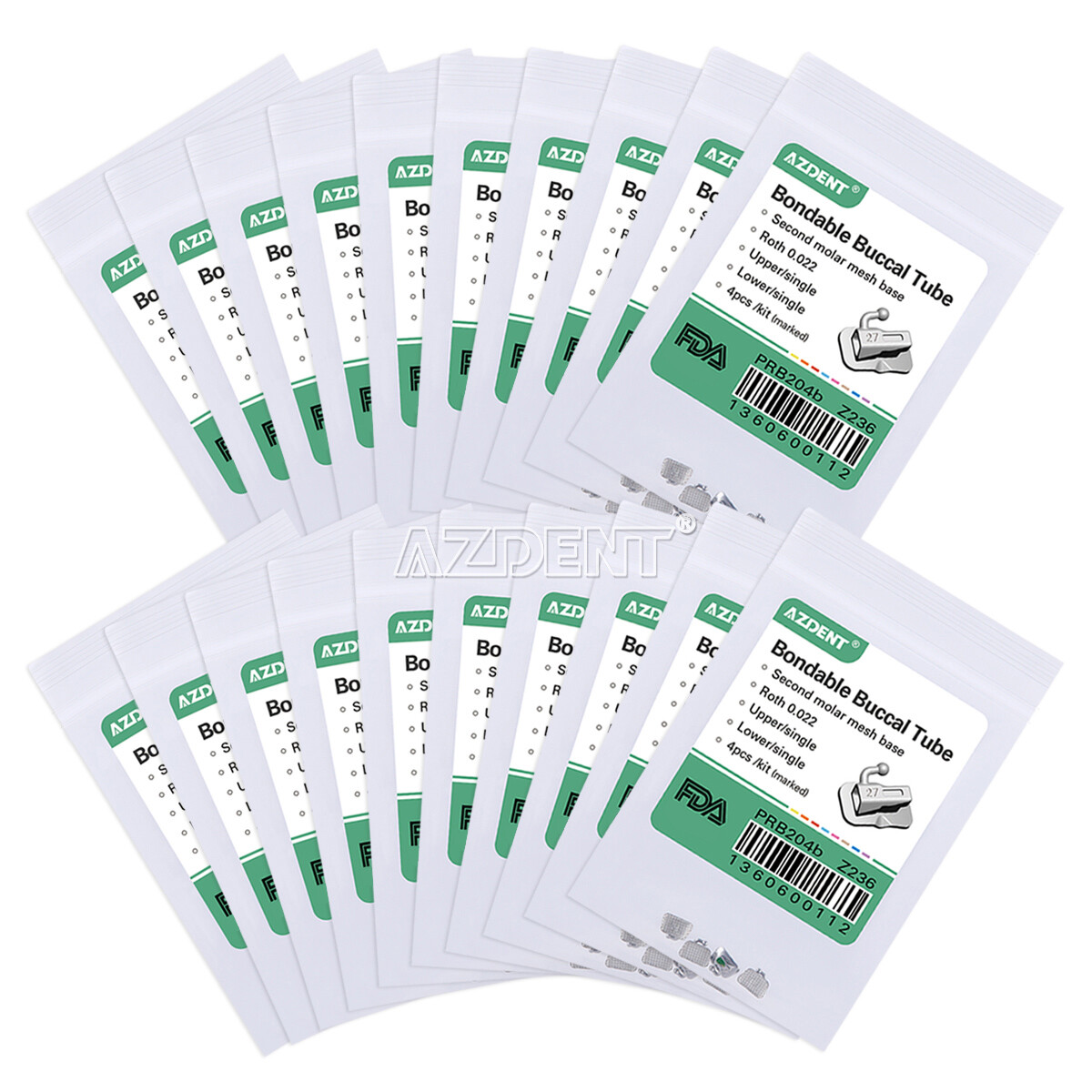 10X AZDENT Dental Ortho 1st/2nd Molar Buccal Tube Bondable Roth/MBT 022 018 Tube