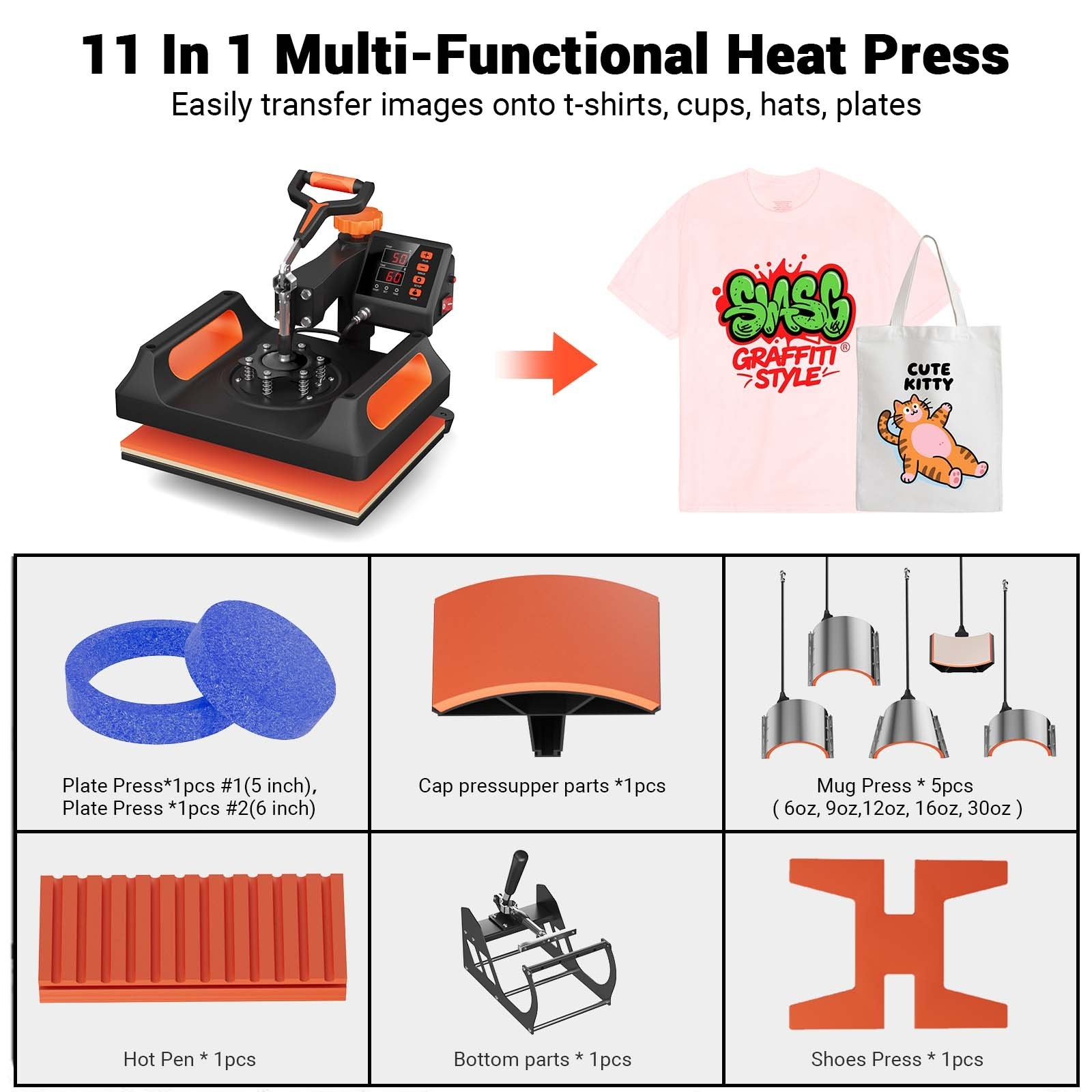 12″ x15″ Clamshell Heat Press Machine for T-Shirt Digital Transfer Sublimation