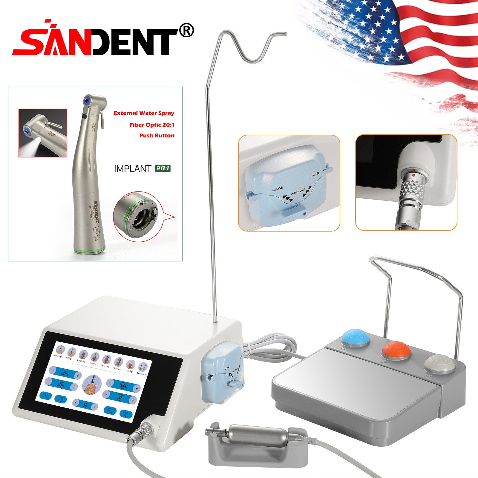 ST Dental Implant Motor Surgical System Brushless Motor 20:1 LED Contra Angle us