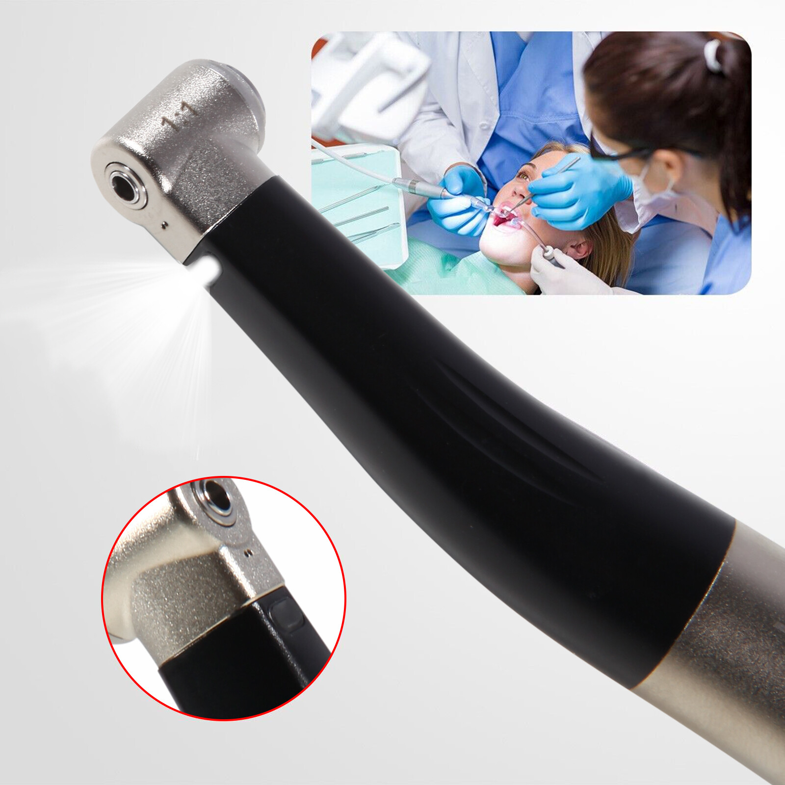 1-5*NSK Style Dental Fiber Optic 1:1 Contra Angle Handpiece Inner Push E-Type ty