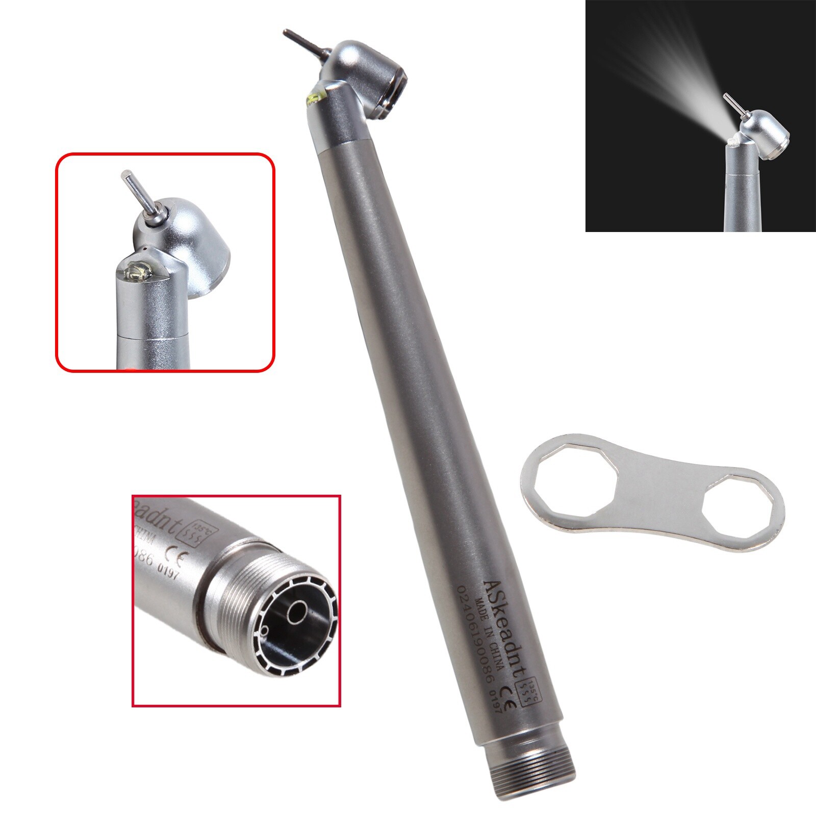 45 Degree LED E-generator Dental High Speed Handpiece Push 2 Hole for NSK AC2
