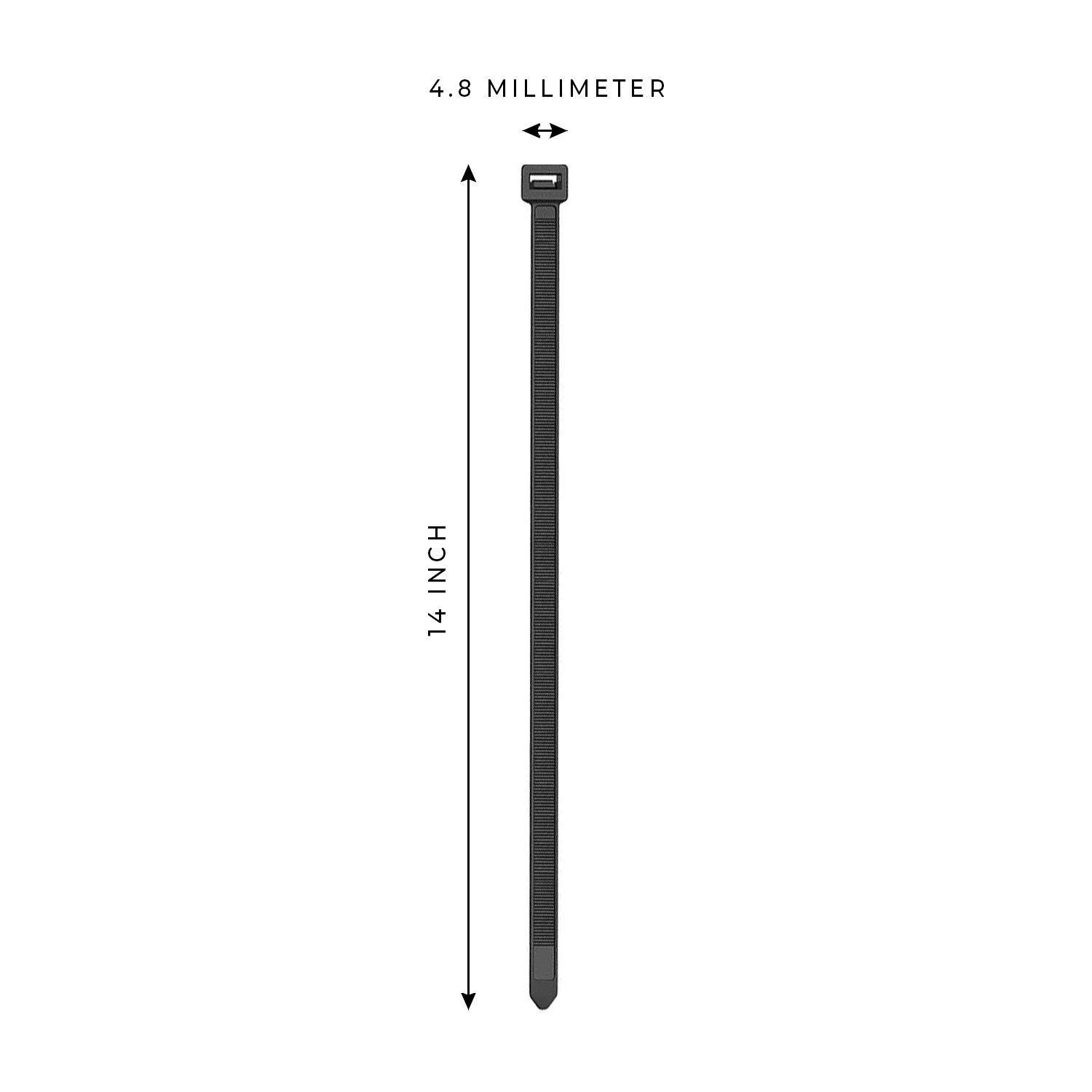 1000-Pack Premium 14″ Inch Black Nylon Zip Ties, 60 lbs, UV Resistant, 4.8mm