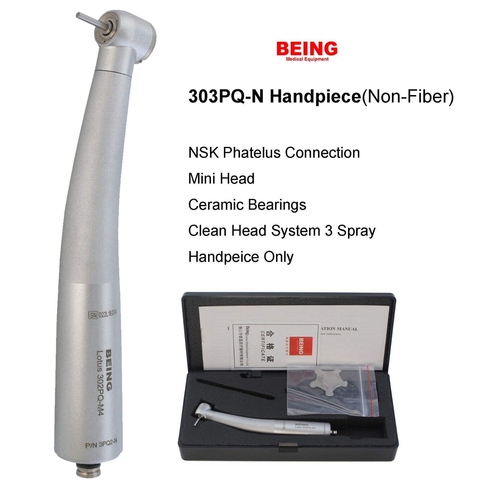 COXO Dental High Speed Handpiece 4 Hole Small Mini Head Turbine Fit NSK Coupler