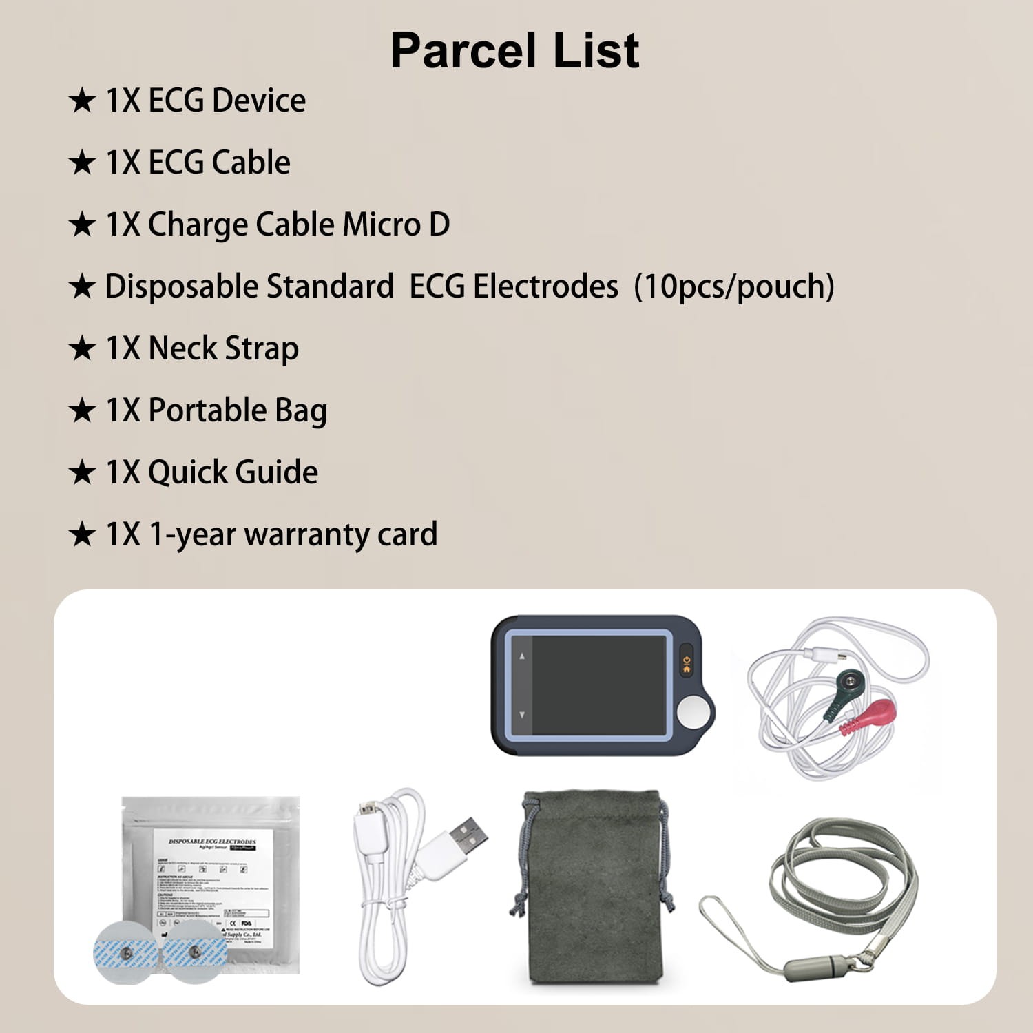 ECG EKG Monitor 30s/60s/5min Recording AI-ECG Analysis Report in App PC Software