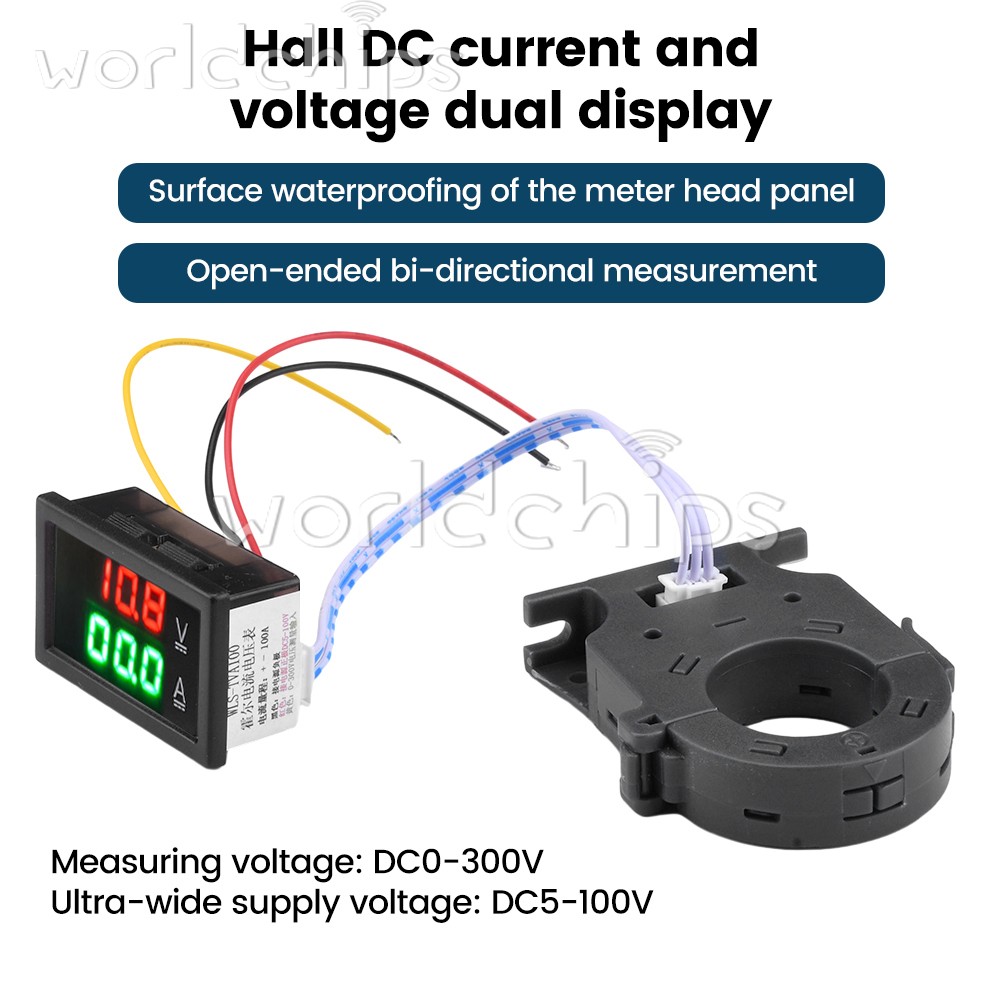 DC0-300V 50/100/200/400A Digital Current Voltage Meter Hall Ammeter Voltmeter
