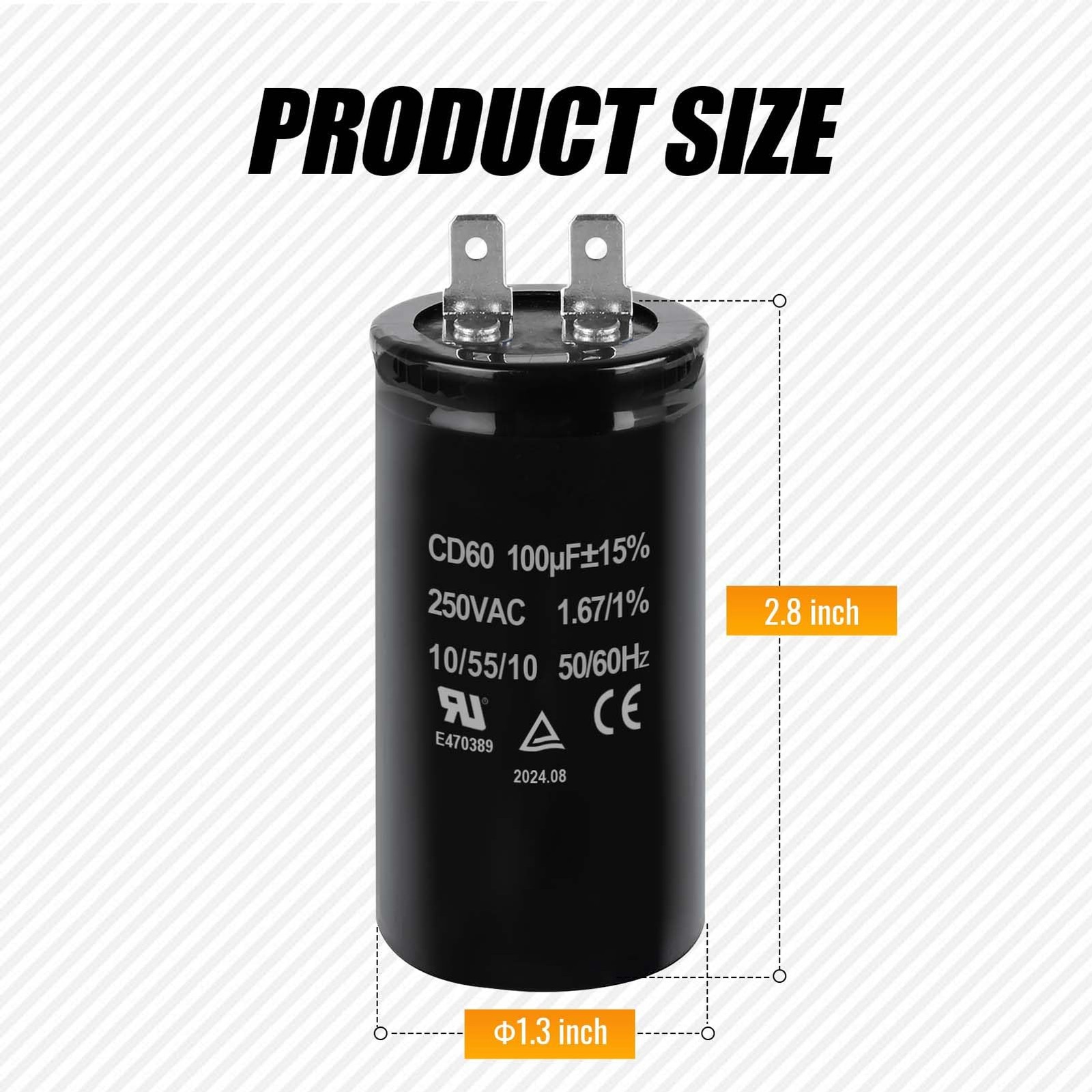 2 PCS 100uF MFD 15% CD60 250VAC 50/60Hz Motor Start Capacitor Electric