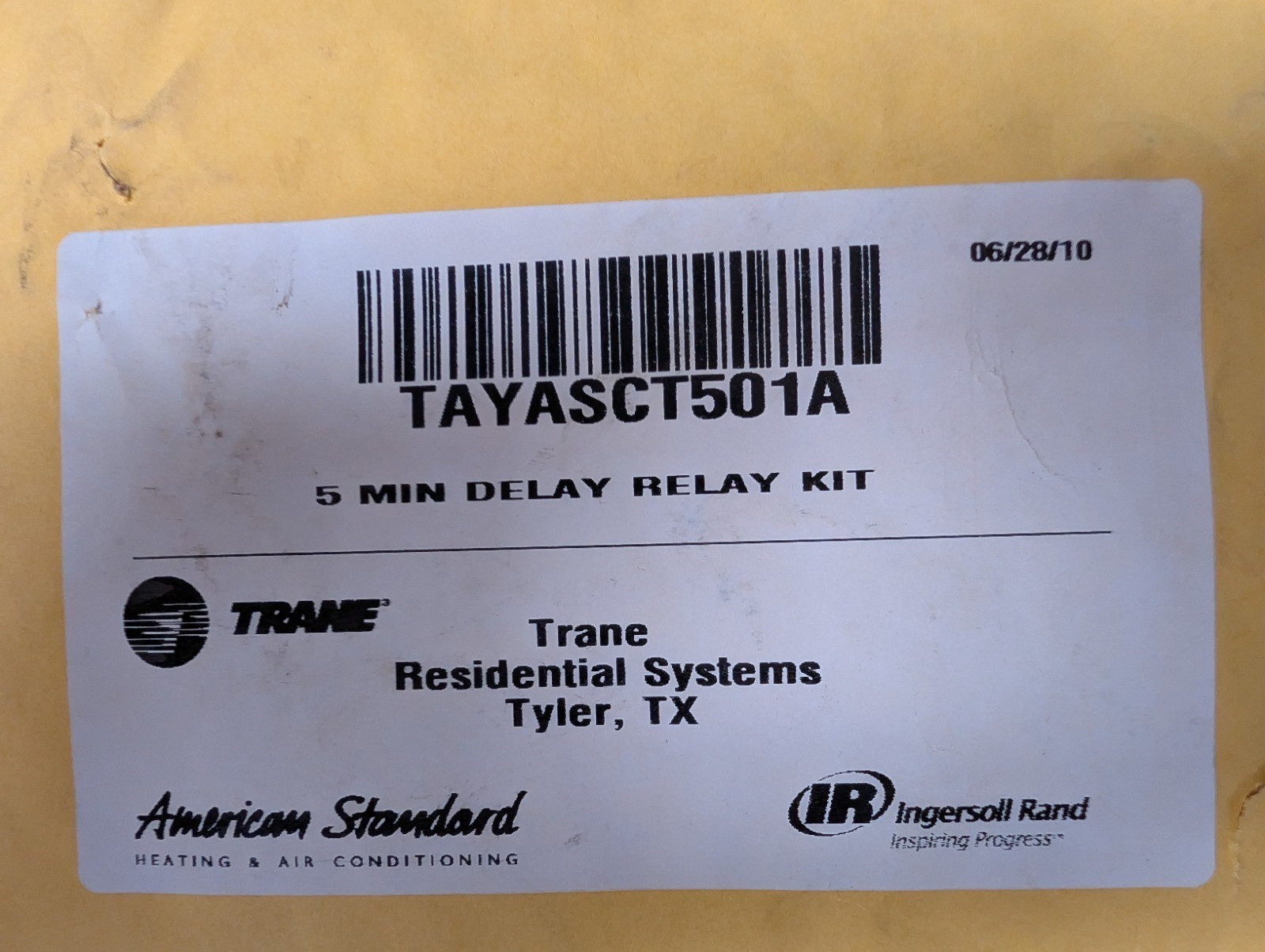 Trane TAYASCT501A, EAC-426/4-300-75mS Time Delay on Break Relay 5min, 24vac