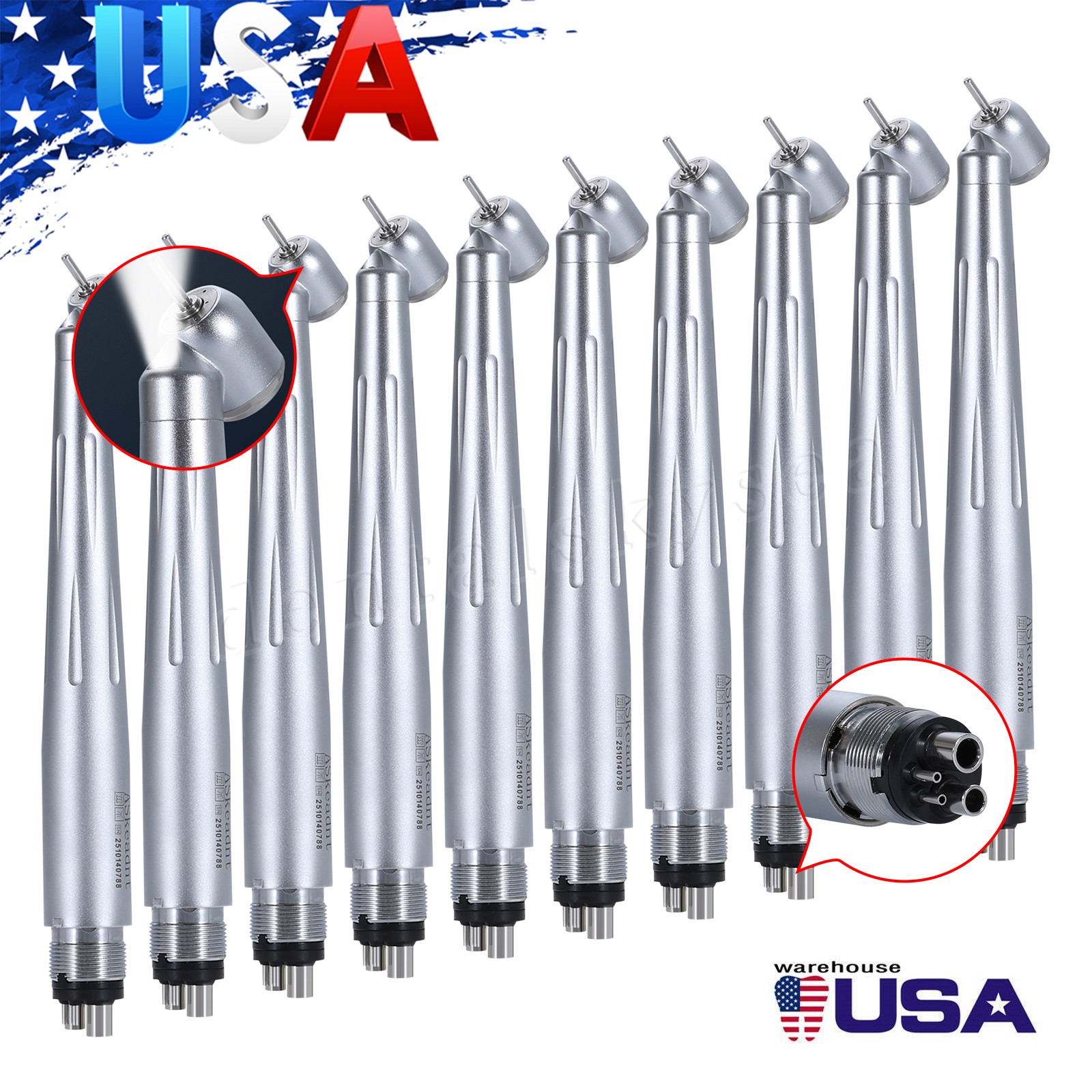 Surgical 45° LED Speed Handpiece Dental Triple Water Jet 18W Fit NSK Ti-Max