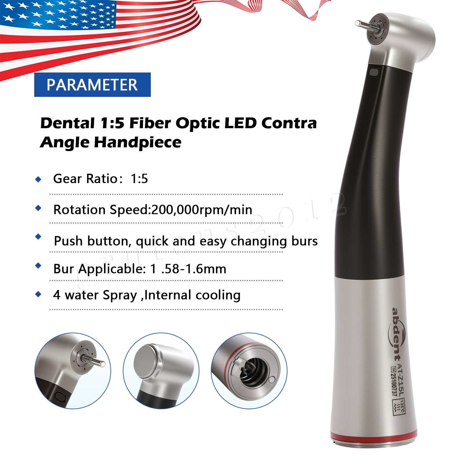 Abdent 1:5 Electric Dental Handpiece Black