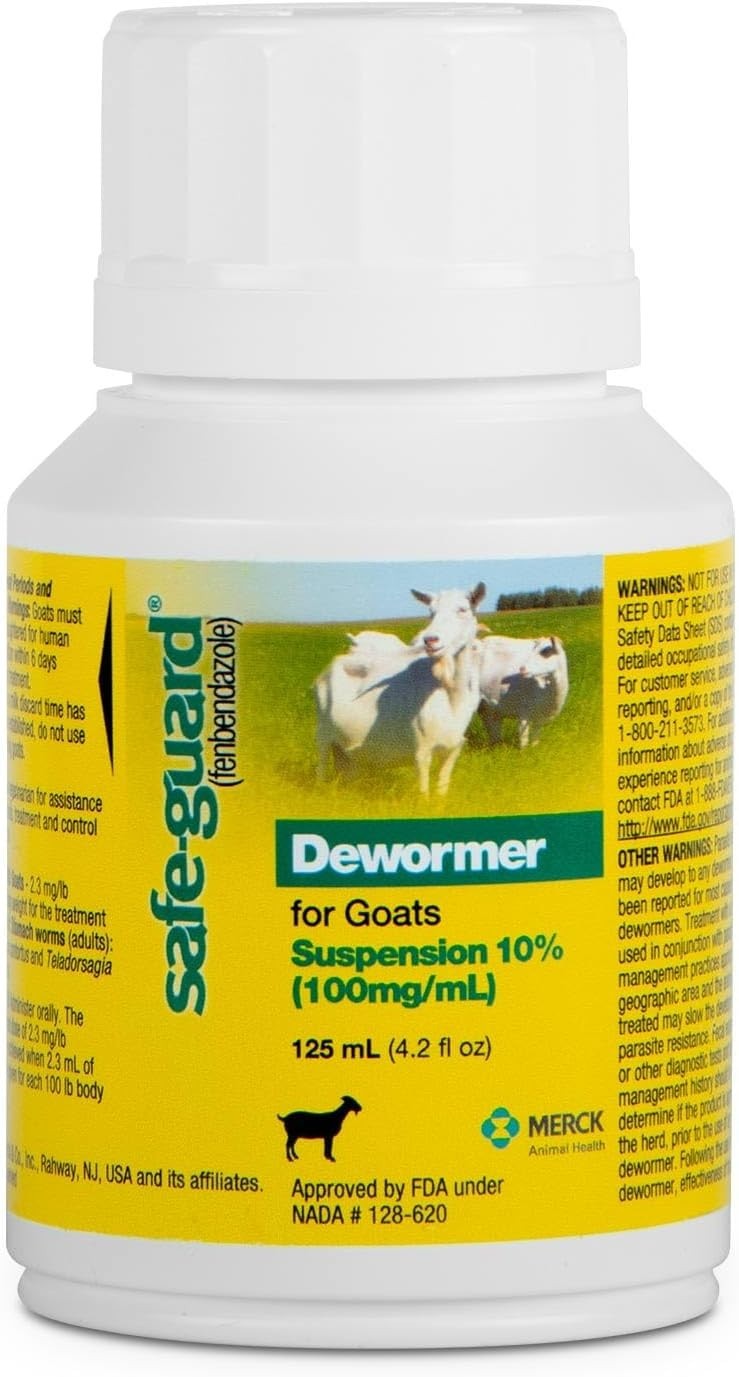 Merck Safe-Guard Goat Dewormer, 125mL fenbendazole 125ml (4.2 fl. oz) Exp: 2027