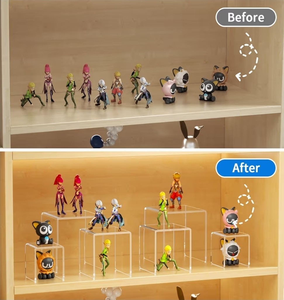 2 Sets Clear Acrylic Riser 3 4 5″ Stand Set Jewelry Collectible Showcase Display