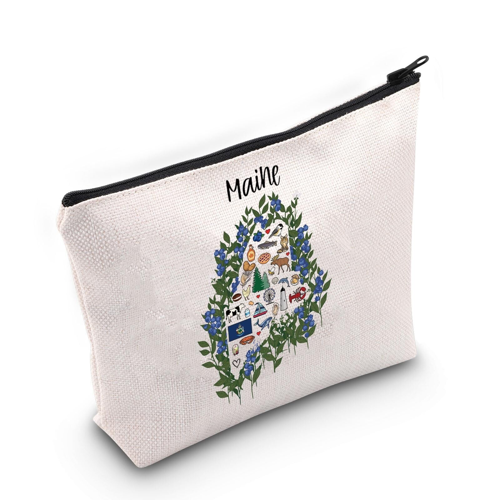 JNIAP Maine State Map Gift Maine Favorites State Cosmetic Bag Maine Travel Gi…