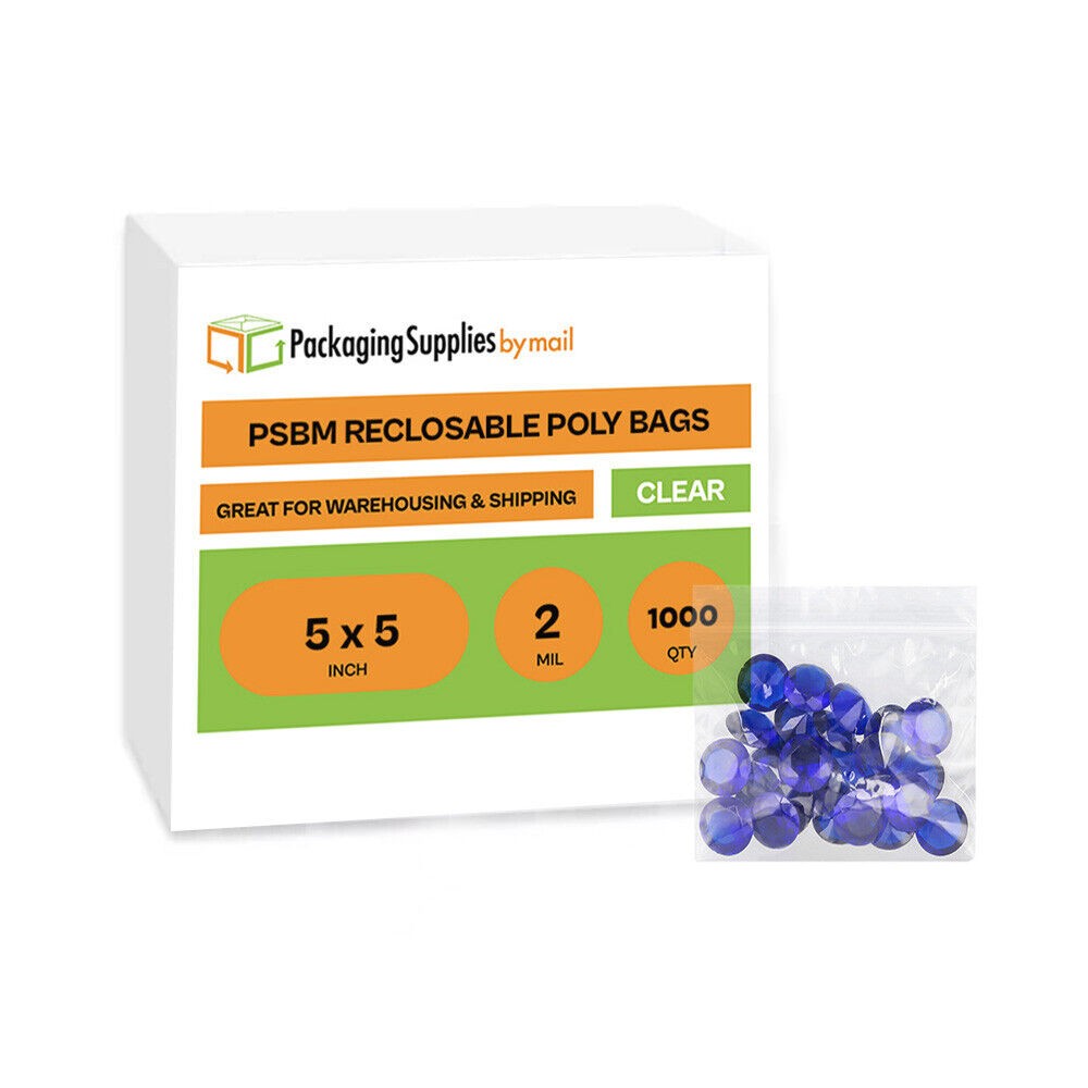 Clear Ziplock Reclosable Plastic Storage Bag, 2 Mil, 5″ x 5″ – 1000 Pieces